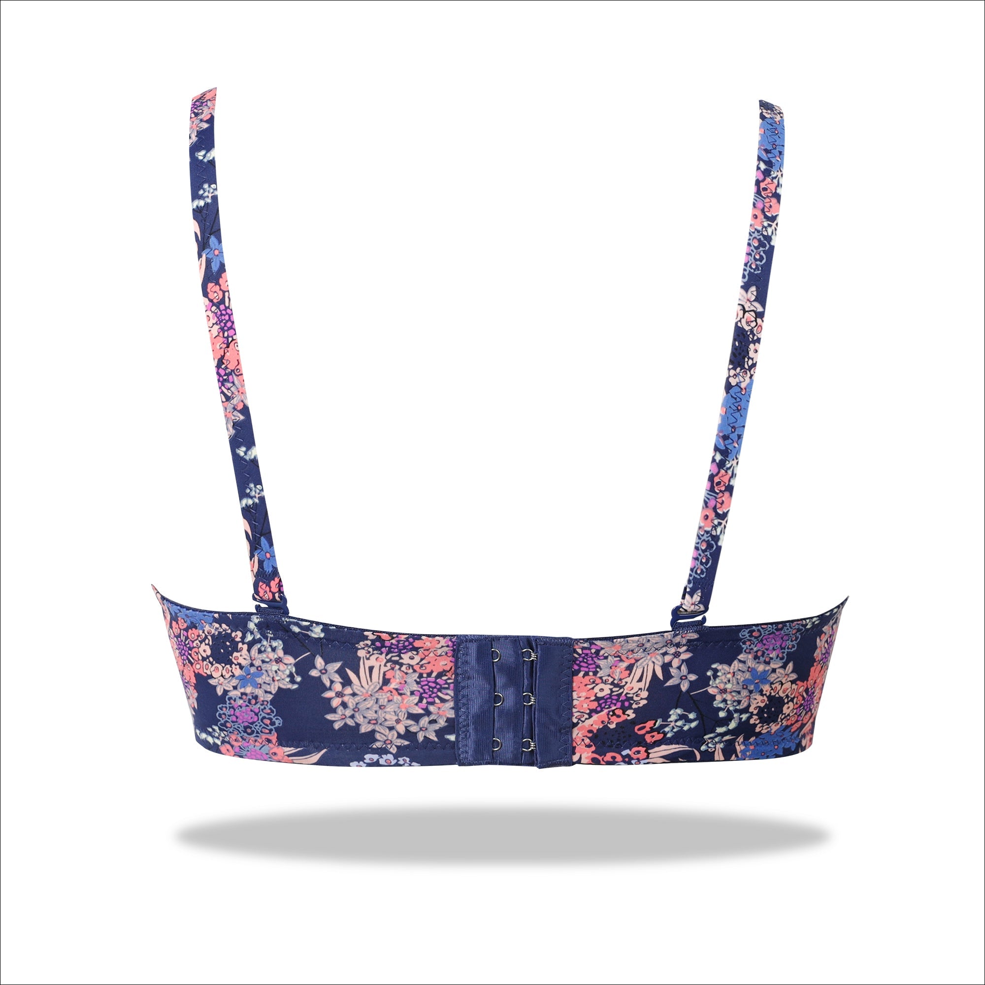 Black Padded Printed Floral Essence with Stretchable Straps