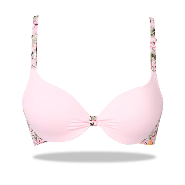 Pink Padded Printed Floral Essence with Stretchable Straps