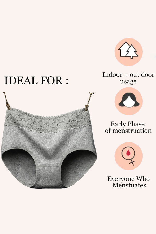 Super Soft Cotton High Waist Leak Proof Period Panties-Grey