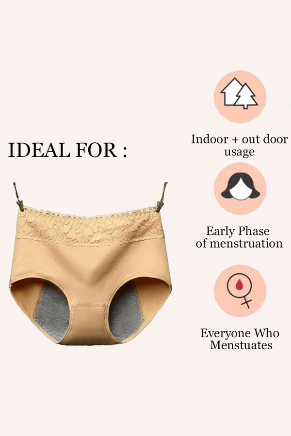 Super Soft Cotton High Waist Leak Proof Period Panties -Skin