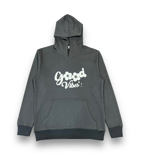 Grey Good Vibes Hoodie For Her