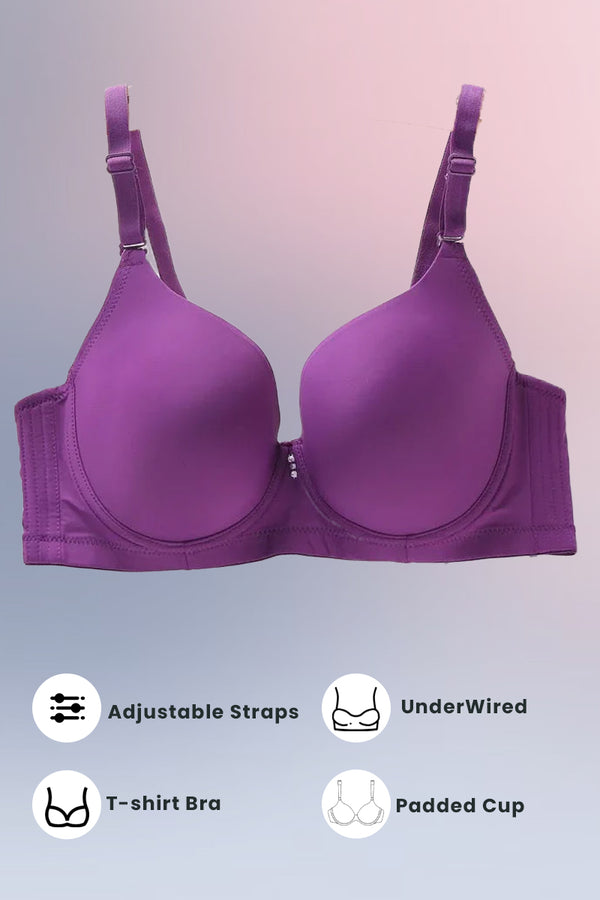 Espico Pink Padded Wired T-Shirt Bra - Purple