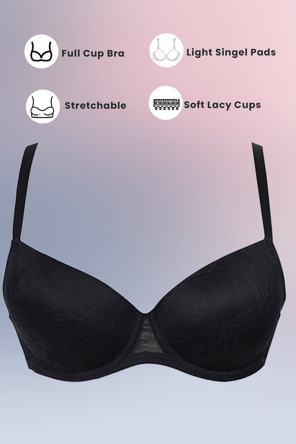 Black Laced Padded Wired Bra