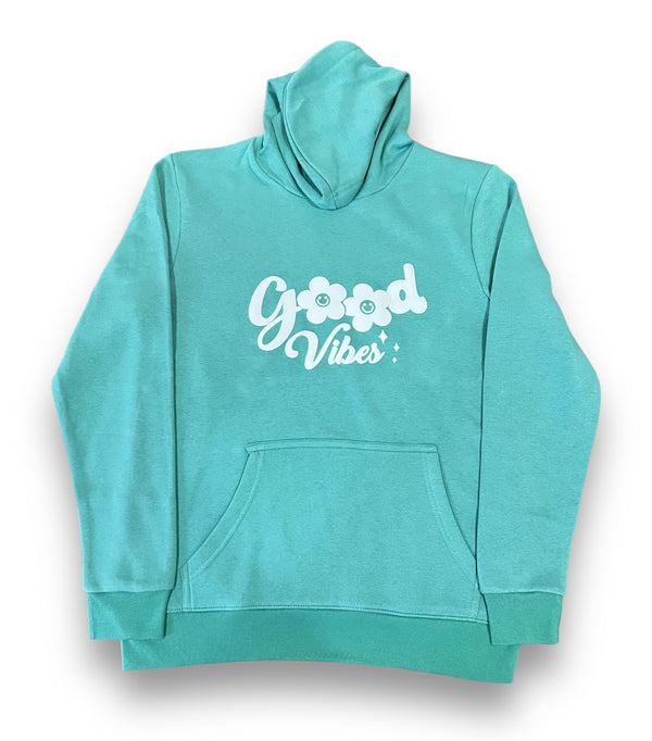 Light Green Good Vibes Hoodie For Her