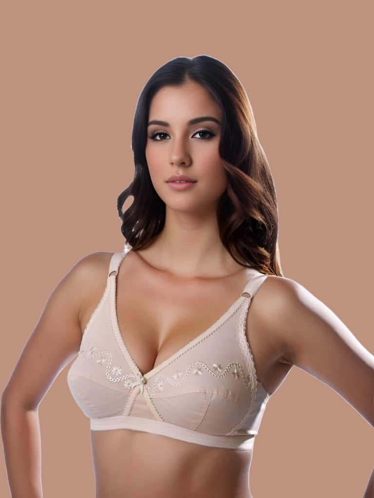 (Pack of 2) Love-In-The-Mist - Cross Over Embroidered Non-Padded Wirefree Bra
