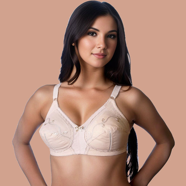 FORGET-ME-NOT - Cotton Full Cup Non-Padded Wirefree Bra with Full Lycra Support