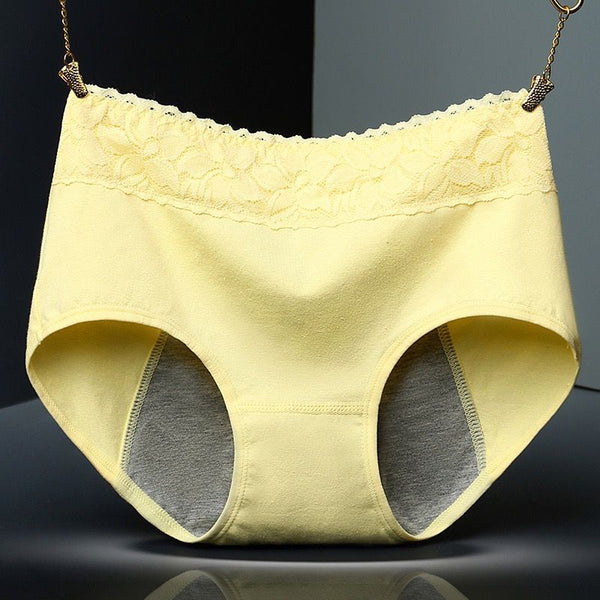 Super Soft Cotton High Waist Leak Proof Period Panties - Yellow
