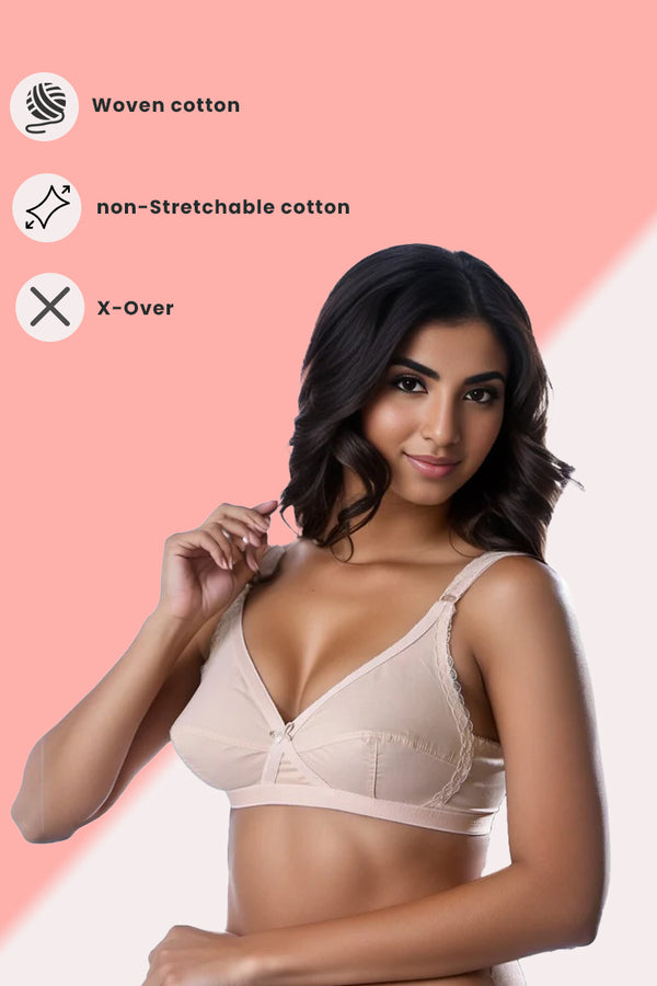 Lotus - Cotton Non Padded Cross-Over Style Wirefree Bra