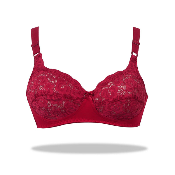 Maroon Marvel - Non Padded Wirefree Stretchable Bra with Lacy Cups - Espicopink