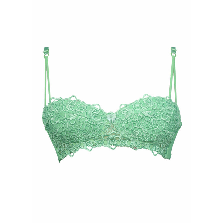 Parrot-Green Touch-Me-Not - Half Cup Wired / Non-Wired Light Padded Embroidered Bra - Espicopink