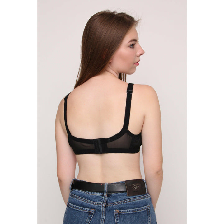 Love-In-The-Mist - Cross Over Embroidered Non-Padded Wirefree Bra - Espicopink