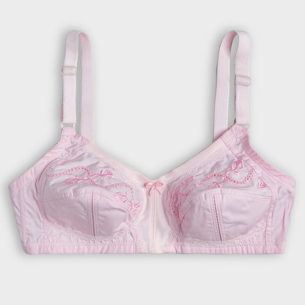 Pink FORGET-ME-NOT - Cotton Full Cup Non-Padded Wirefree Bra with Full Lycra Support - Espicopink