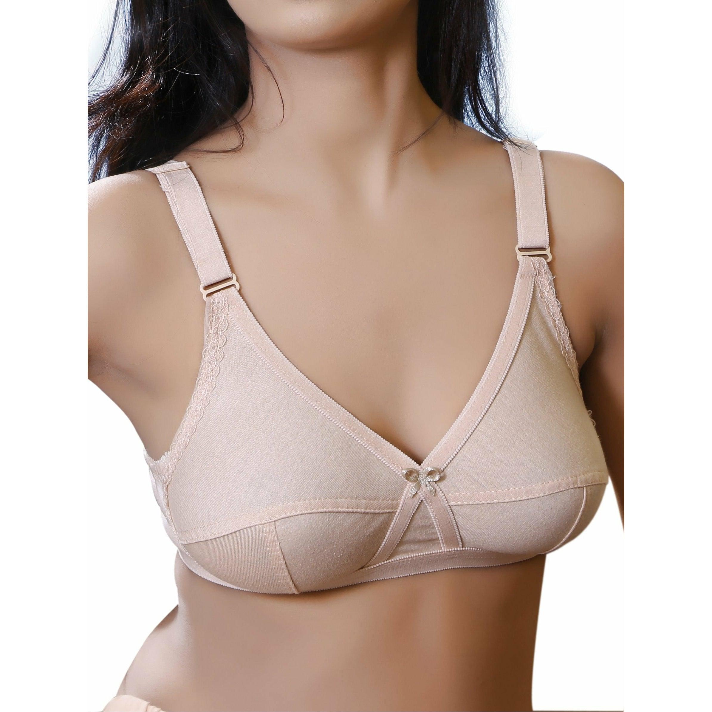 Violet - Knitted Cross Over Cotton Bra Non Padded Wirefree Bra - Espicopink
