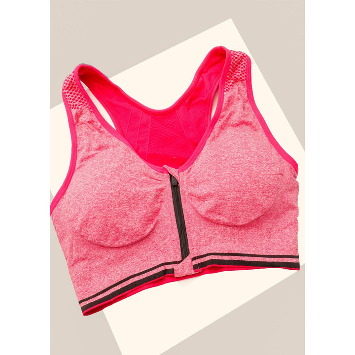 High Impact Front Open Padded Sports Bra - Espicopink
